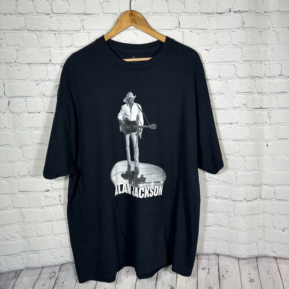 Alan Jackson Mens Black Graphic T-Shirt Country Music Concert Tee 3XL‎ Cotton